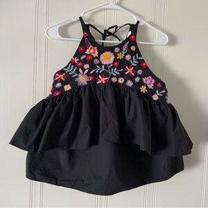 Zara Black Camisole with Floral Embroidery